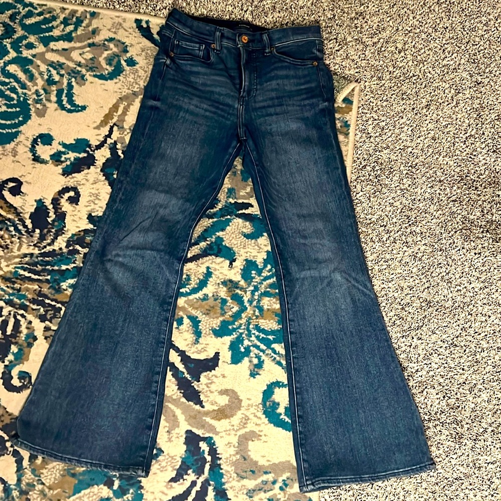 Express Jeans Womens Size 4s,  Blue High Rise Bell Flare Stretch Festival